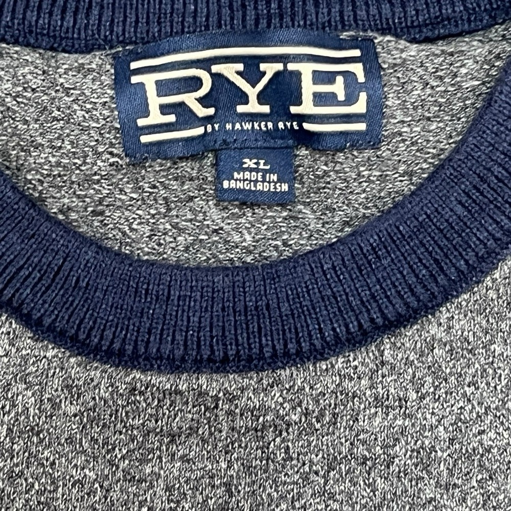 Rye By Hawker Rye Men's Grey And Navy Blue Crewneck Sweater XL - Picture 6 of 8